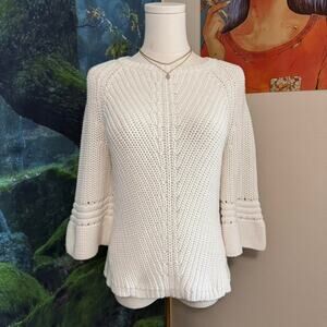 off white knit sweater flared sleeve cozy minimalist cottagecore neutral